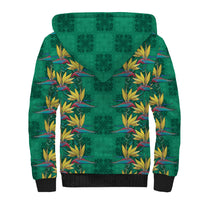 Hawaii Waikiki King Sherpa Hoodie Green Quilt With Pua Manu