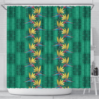 Hawaii Waikiki King Shower Curtain Green Quilt With Pua Manu