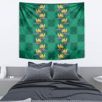 Hawaii Waikiki King Tapestry Green Quilt With Pua Manu