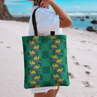Hawaii Waikiki King Tote Bag Green Quilt With Pua Manu