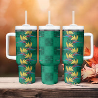 Hawaii Waikiki King Tumbler With Handle Green Quilt With Pua Manu