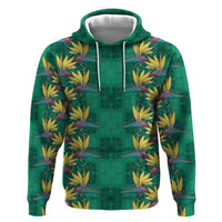 Hawaii Waikiki King Zip Hoodie Green Quilt With Pua Manu