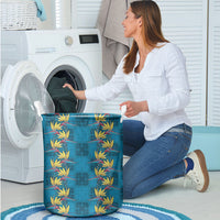 Hawaii Waikiki King Laundry Basket Blue Quilt With Pua Manu