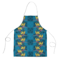 Hawaii Waikiki King Apron Blue Quilt With Pua Manu
