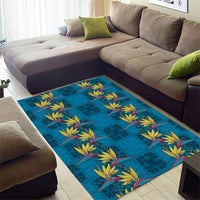 Hawaii Waikiki King Area Rug Blue Quilt With Pua Manu