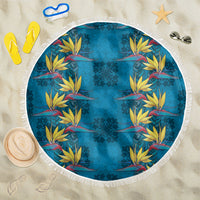 Hawaii Waikiki King Beach Blanket Blue Quilt With Pua Manu
