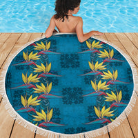 Hawaii Waikiki King Beach Blanket Blue Quilt With Pua Manu