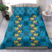 Hawaii Waikiki King Bedding Set Blue Quilt With Pua Manu