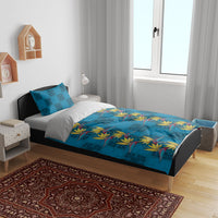 Hawaii Waikiki King Bedding Set Blue Quilt With Pua Manu