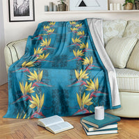 Hawaii Waikiki King Blanket Blue Quilt With Pua Manu