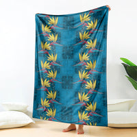 Hawaii Waikiki King Blanket Blue Quilt With Pua Manu