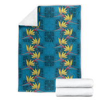 Hawaii Waikiki King Blanket Blue Quilt With Pua Manu