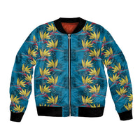Hawaii Waikiki King Bomber Jacket Blue Quilt With Pua Manu