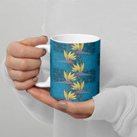 Hawaii Waikiki King Ceramic Mug Blue Quilt With Pua Manu