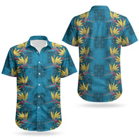 Hawaii Waikiki King Couples Matching Summer Maxi Dress and Hawaiian Shirt Blue Quilt With Pua Manu