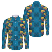 Hawaii Waikiki King Family Matching Off Shoulder Maxi Dress and Hawaiian Shirt Blue Quilt With Pua Manu
