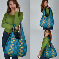 Hawaii Waikiki King Grocery Bag Blue Quilt With Pua Manu