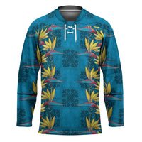 Hawaii Waikiki King Hockey Jersey Blue Quilt With Pua Manu