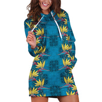 Hawaii Waikiki King Hoodie Dress Blue Quilt With Pua Manu