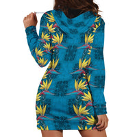 Hawaii Waikiki King Hoodie Dress Blue Quilt With Pua Manu