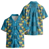Hawaii Waikiki King Kid Hawaiian Shirt Blue Quilt With Pua Manu