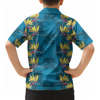Hawaii Waikiki King Kid Hawaiian Shirt Blue Quilt With Pua Manu