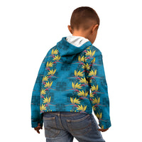 Hawaii Waikiki King Kid Hoodie Blue Quilt With Pua Manu