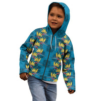 Hawaii Waikiki King Kid Hoodie Blue Quilt With Pua Manu