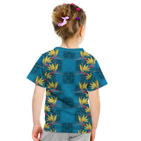 Hawaii Waikiki King Kid T Shirt Blue Quilt With Pua Manu