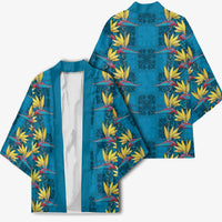 Hawaii Waikiki King Kimono Blue Quilt With Pua Manu