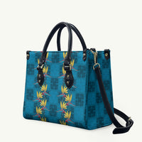 Hawaii Waikiki King Leather Bag Blue Quilt With Pua Manu
