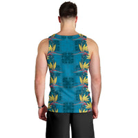 Hawaii Waikiki King Men Tank Top Blue Quilt With Pua Manu