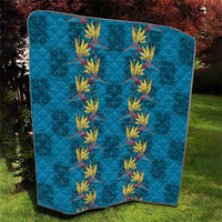 Hawaii Waikiki King Quilt Blue Quilt With Pua Manu