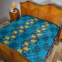 Hawaii Waikiki King Quilt Blue Quilt With Pua Manu