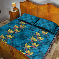 Hawaii Waikiki King Quilt Bed Set Blue Quilt With Pua Manu