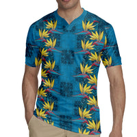 Hawaii Waikiki King Rugby Jersey Blue Quilt With Pua Manu
