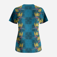 Hawaii Waikiki King Scrub Top Blue Quilt With Pua Manu