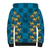 Hawaii Waikiki King Sherpa Hoodie Blue Quilt With Pua Manu