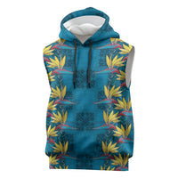 Hawaii Waikiki King Sleeveless Hoodie Blue Quilt With Pua Manu
