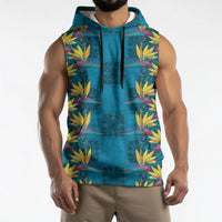 Hawaii Waikiki King Sleeveless Hoodie Blue Quilt With Pua Manu