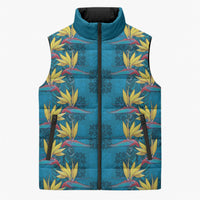 Hawaii Waikiki King Sleeveless Puffer Jacket Blue Quilt With Pua Manu