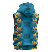 Hawaii Waikiki King Sleeveless Zip Hoodie Blue Quilt With Pua Manu