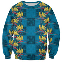 Hawaii Waikiki King Sweatshirt Blue Quilt With Pua Manu