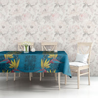 Hawaii Waikiki King Tablecloth Blue Quilt With Pua Manu