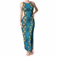 Hawaii Waikiki King Tank Maxi Dress Blue Quilt With Pua Manu