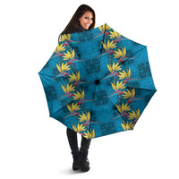 Hawaii Waikiki King Umbrella Blue Quilt With Pua Manu