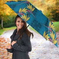 Hawaii Waikiki King Umbrella Blue Quilt With Pua Manu