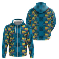 Hawaii Waikiki King Zip Hoodie Blue Quilt With Pua Manu