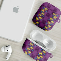 Hawaii Waikiki King AirPods Case Purple Quilt With Pua Manu