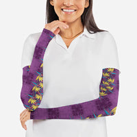 Hawaii Waikiki King Arm Sleeves Purple Quilt With Pua Manu